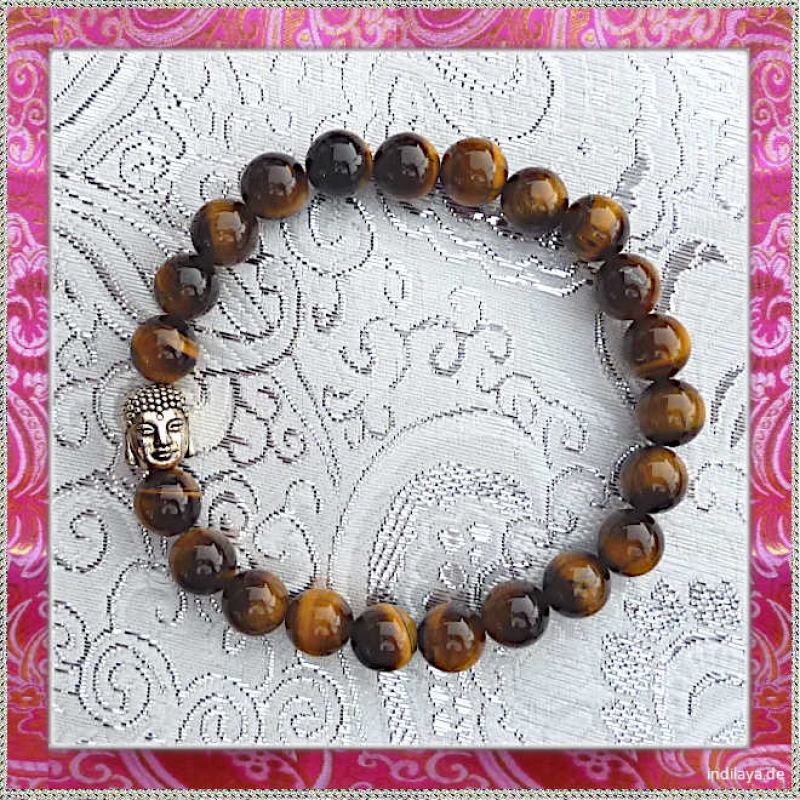 Armband mit Perlen aus Tigerauge und Buddha-Perle